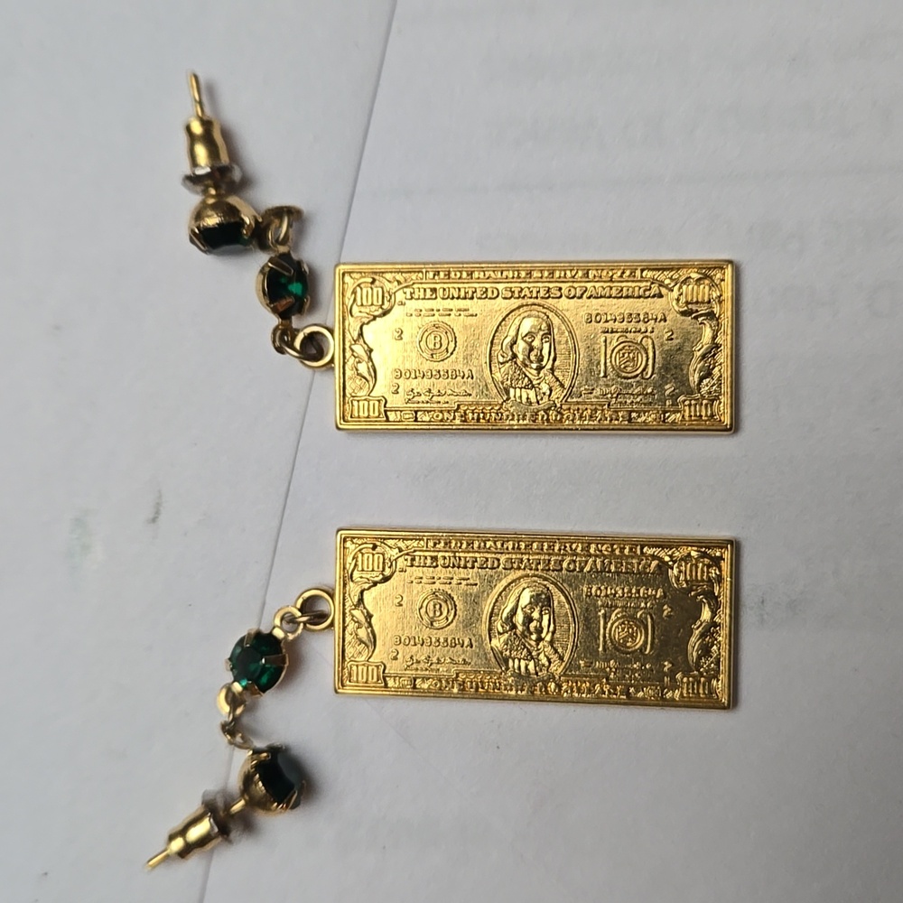 100 Dollar bill earings